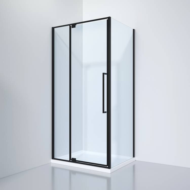 Душевой уголок Black&White S812-1000 профиль черный, стекло прозрачное, 100x100x195