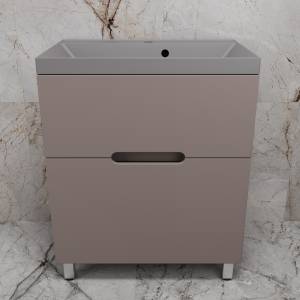 Тумба с раковиной Style Line Матис 70 напольная, тауп темный, раковина серый шелк, 82x70x45