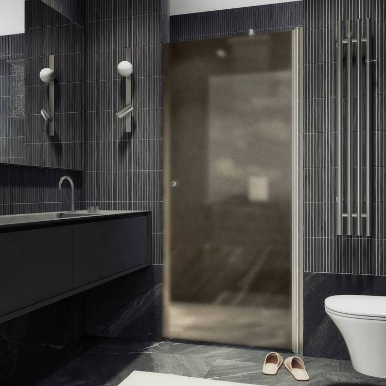 Душевая дверь в нишу MaybahGlass MGD-1675-5 профиль хром матовый, стекло бронза матовое, 198x70