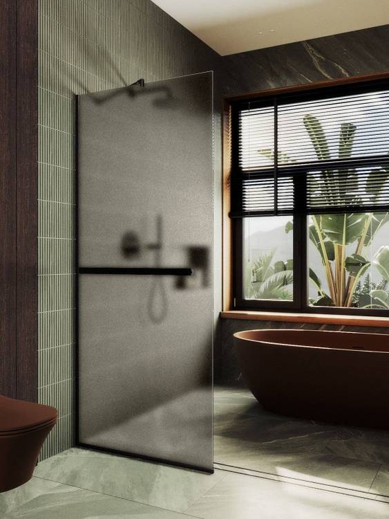 Душевая перегородка MaybahGlass MGD-728-6у 79x195, стекло бронза матовая 8 мм, профиль черный