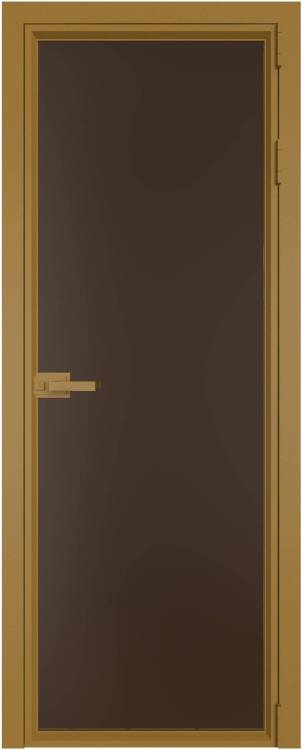 Межкомнатная дверь Profil Doors 1 AV цвет профиля Золото, стекло безопасное 6 мм монохром шоколад 800x2000