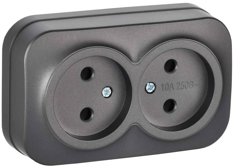 Розетка 2-местная IEK Glory ERH20-K46M-10 сталь матовый