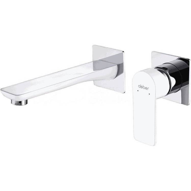 Смеситель для раковины Abber Weiss Insel AF8082W встраиваемый, белый хром