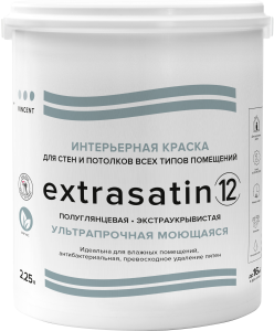 Краска интерьерная влагостойкая Vincent Extrasatin 12 полуглянцевая база A 2.25 л