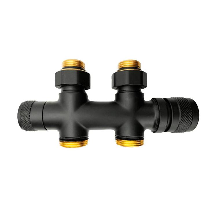 Узел нижнего подключения Primoclima Armature Lunar PCART889AB термостатический, прямой 1/2"х3/4"Е, черный матовый