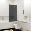 Шторка на ванну MaybahGlass MGV-84-1у стекло графит матовый, профиль белый матовый, 1400x400