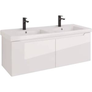 Тумба с раковиной Dreja W 125 двойная белый глянец