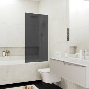 Шторка на ванну MaybahGlass MGV-84-1у стекло графит матовый, профиль белый матовый, 1400x400