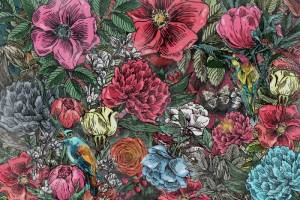 3D Фотообои Artegrafico «Птицы в ярких цветах» ED-013 канвас