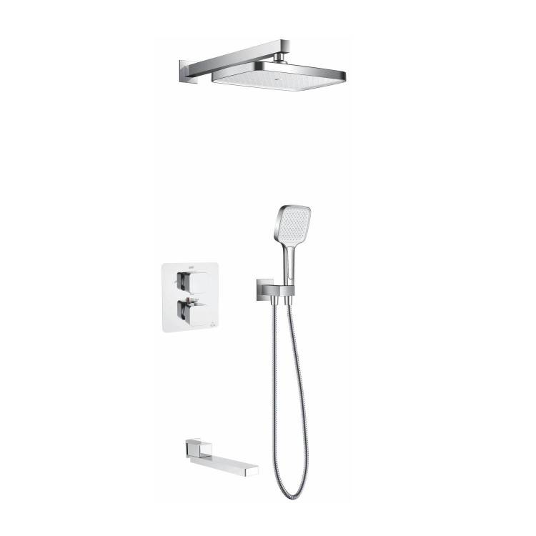 Душевая система Rose R1595F с термостатом, встраиваемая, белый, хром