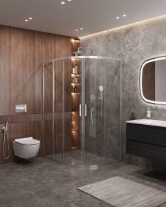 Душевой уголок Cezares Molveno MOLVENO-RH-2-130/100-C-Cr-IV профиль хром глянцевый, стекло прозрачное, 130x100x195