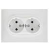 Розетка 2-местная с заземлением и шторками IEK Skandy SK-R24-16-K01-F арктический белый фото 2