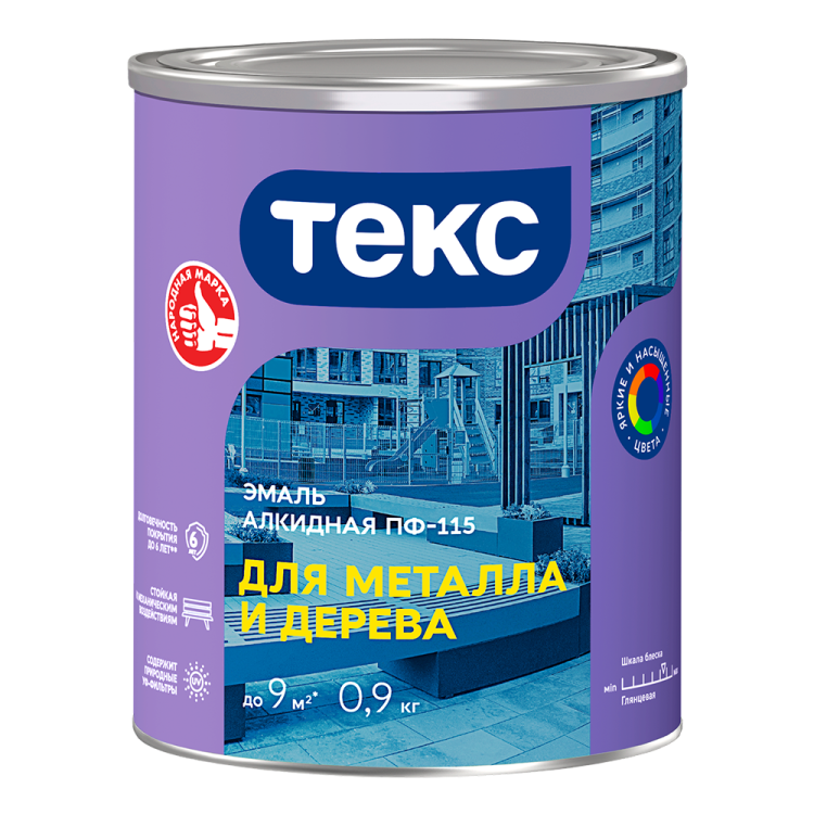 Эмаль алкидная Текс ПФ-115 Для Металла и Дерева белая матовая 0.9кг