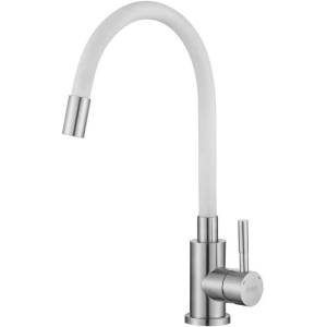 Смеситель для кухни ESKO Snake K44 W с гибким изливом, хром, белый