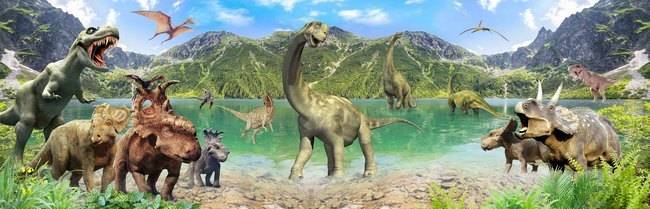 3D Фотообои Artegrafico «Динозавры» DN022 акварель