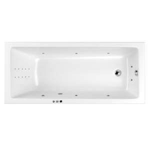 Акриловая ванна WHITECROSS Wave Slim с гидромассажем, форсунки хром, 170x75 