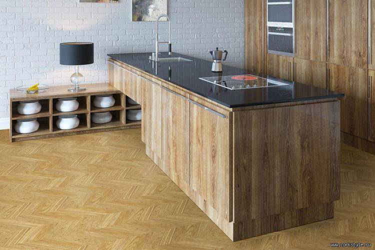 Пробковое покрытие Corkstyle Chevron Gold Клеевое 1235x305x6