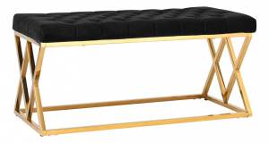 Банкетка Stool Group Инсигния BENCH-011-TG вельвет черный, сталь золото 99x45.5