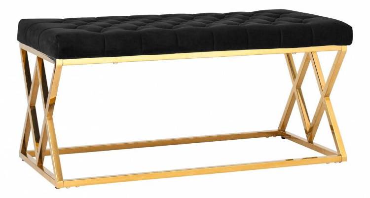 Банкетка Stool Group Инсигния BENCH-011-TG вельвет черный, сталь золото 99x45.5