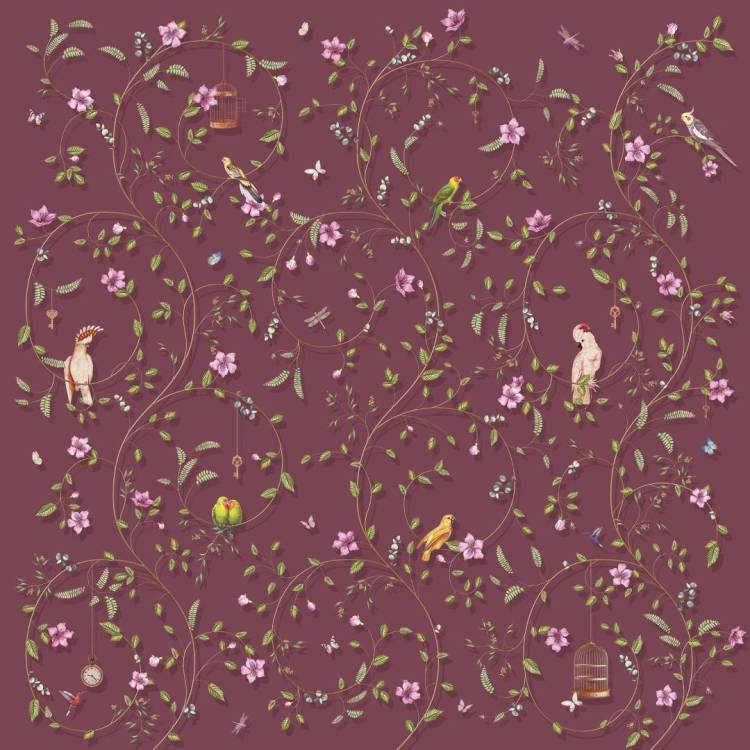Фреска Ortograf Chinoiserie 33946 Chinoiserie burgundy Филиграна со стразами FM-F/S