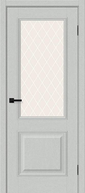 Межкомнатная дверь Bravo Классик-13 полотно Grey Silkwood, стекло White Сrystal 900x2000