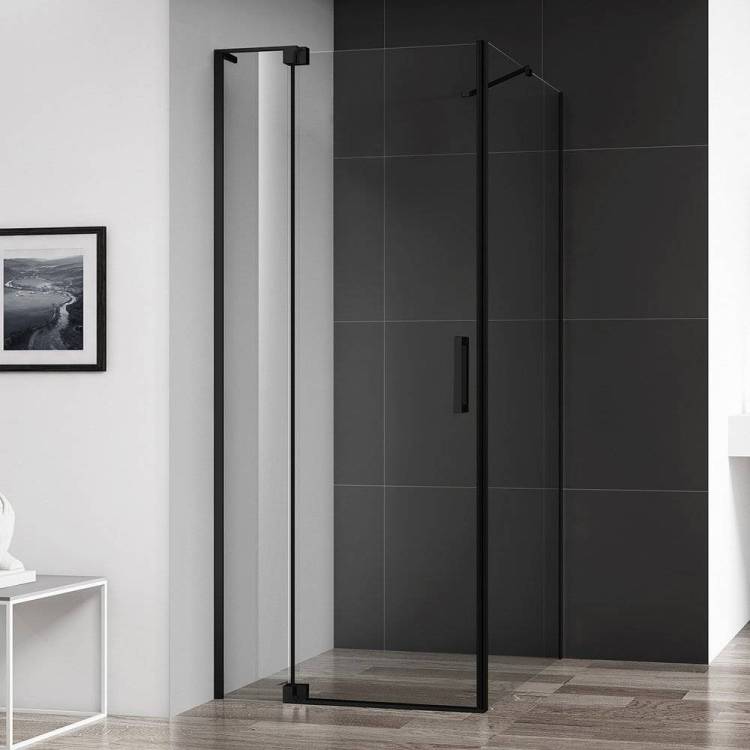 Душевой уголок Cezares Slider AH 1 90-80/90 C Nero профиль черный, стекло прозрачное