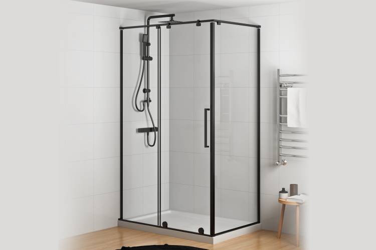 Душевой уголок Royal Bath Bern BERN-S RB8140-T-BL профиль черный, стекло прозрачное, 140x80x195
