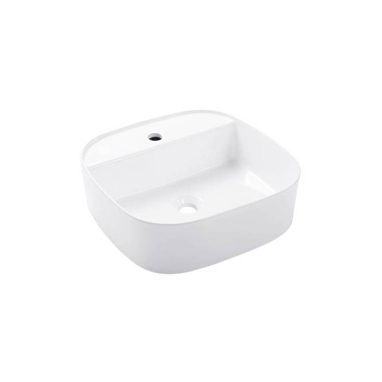 Раковина накладная Bravat Source C22286W-1-ENG с отверстием под смеситель белая прямоугольная 450x435x152мм