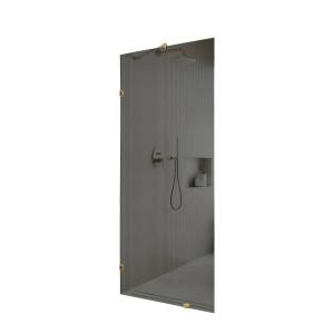 Душевая перегородка MaybahGlass MGD-274-3 79x195, стекло графит 8 мм, профиль золото
