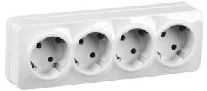 Розетка 4-местная с заземлением IEK Glory ERH41-K01-16 белый