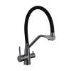 Смеситель для кухни Avrora Kitchen AV9006GM с гибким изливом и подключением фильтра питьевой воды, графит