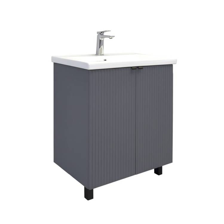 Тумба с раковиной Comforty Лима-70 00-00013686 антрацит