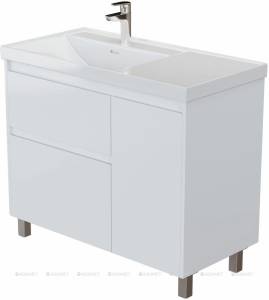 Тумба с раковиной Aquanet Nova Lite 2.0 100 L 365909 Белый глянец