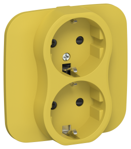 Розетка 2-местная с заземлением и шторками IEK Flite FI-R24A-16-K44 желтый карри