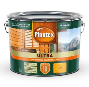 Пропитка декоративная для защиты древесины Pinotex Ultra AWB полуглянцевая сосна 9 л