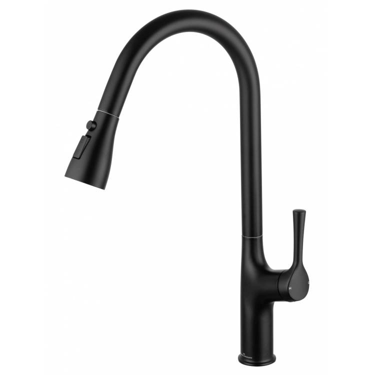 Смеситель для кухни Wonzon & Woghand WW-AE54123-MB с выдвижным изливом, черный матовый