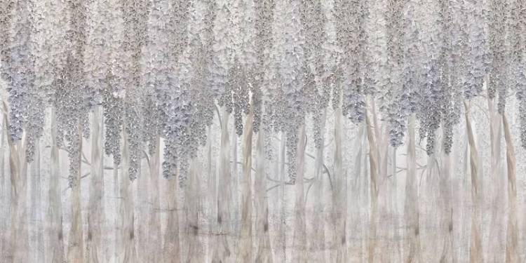 3D Фотообои Artegrafico «Ниспадающие лианы с цветами в серо-голубых тонах» IL-015 акварель