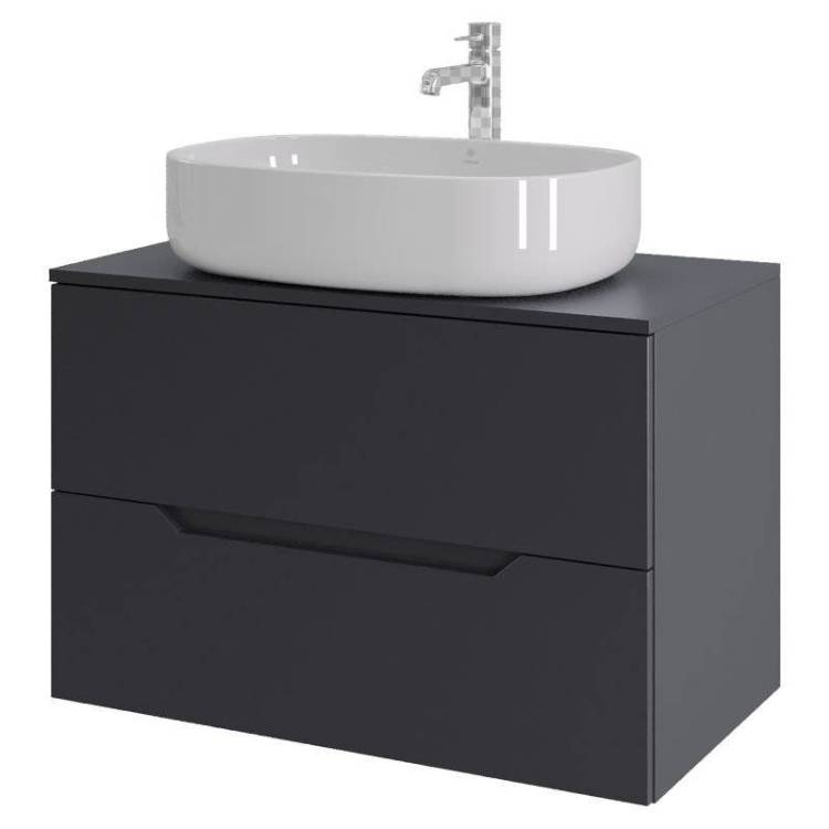 Тумба с раковиной Orange Line Li-80TugMDF+B04-600W графит матовый, 80.5 см