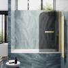 Шторка на ванну MaybahGlass MGV-768-3 40x140, поворотная, стекло графит матовый 6 мм, профиль золото, с полотенцедержателем фото 3