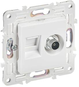 ТВ-розетка+Ethernet RJ45 IEK Skandy SK-AK20-1-K01 арктический белый