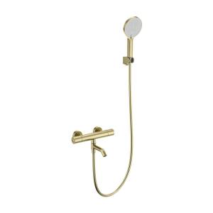 Смеситель для ванны Wonzon & Woghand WW-B3013-A1-BG термостатический, с душевым гарнитуром, брашированное золото
