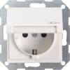 Розетка Gira System 55 Schuko с/з со шторками крышкой 16A 250V безвинтовой зажим чисто-белый глянцевый 041403
