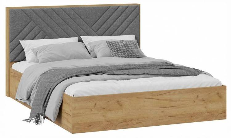 Кровать двуспальная Трия Хилтон TRI_240756 Дуб Крафт золотой/Велюр серый