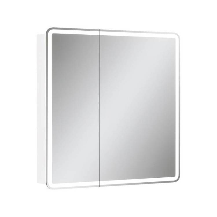 Зеркало-шкаф Equil Soldi szSOLDI80 с подсветкой и розеткой, белый софт, 80x80