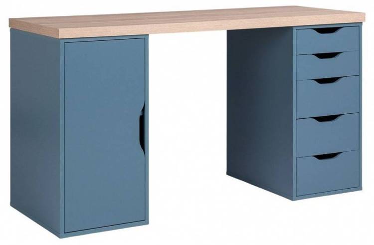 Стол письменный Гуд Лакк Ингар S01613 Дуб беленый/серо-бирюзовый