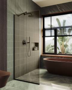 Душевая перегородка MaybahGlass MGD-696-6у 79x195, стекло бронза 8 мм, профиль черный
