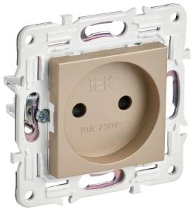 Розетка 1-местная с защитными шторками IEK Skandy SK-R13-10-K98 песочный