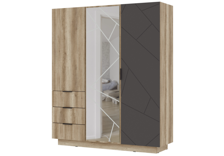 Шкаф Woodville Диамо ШК 01 546014 софт графит, дуб каньон