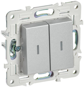 Выключатель 2-клавишный проходной IEK Skandy SK-V22-1-10-K23 серебряный