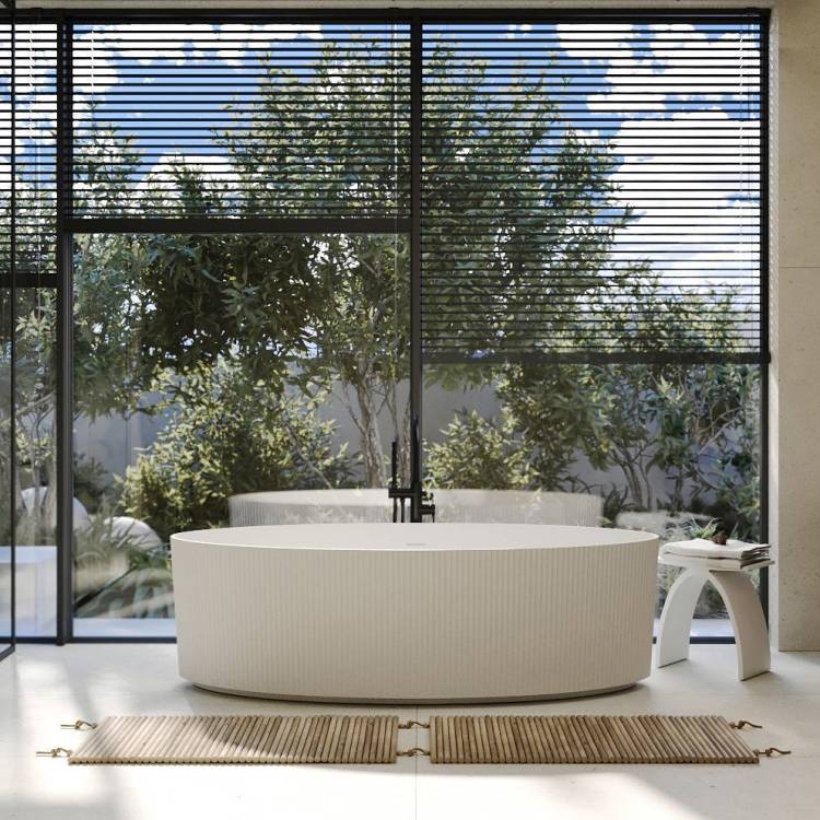 Ванна из искусственного камня Abber Stein AS9627 180x85 белая матовая